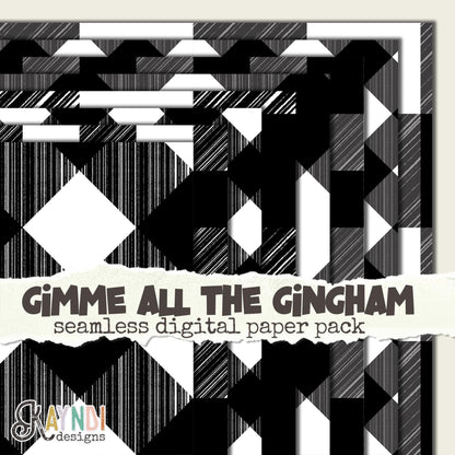 Gimme All the Gingham Paper Pack Pattern Sublimation Design PNG Digital Download Printable Seamless Papers Plaid