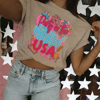 Party in the USA Design PNG Digital Download Sublimation DTF Print Ready