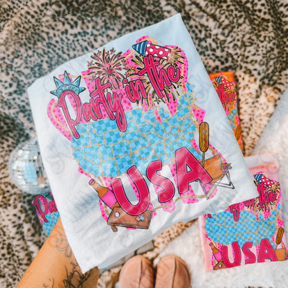 Party in the USA Design PNG Digital Download Sublimation DTF Print Ready