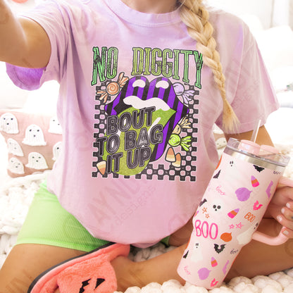 No Diggity Bout to Bag it Up Design PNG Digital Download Printable Halloween Trick or Treat Design Grunge Rock Band