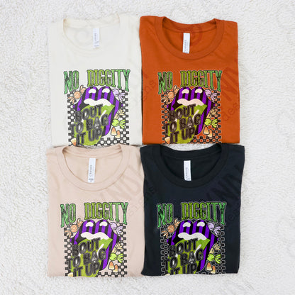 No Diggity Bout to Bag it Up Design PNG Digital Download Printable Halloween Trick or Treat Design Grunge Rock Band