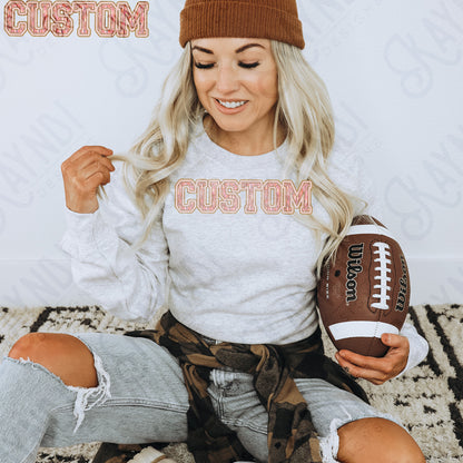 Custom Nickname Team Sports Design Sublimation Design PNG Digital Download Printable Pink Leopard Cheetah Gold Glitter Brushstrokes Mascot School Football Teacher Cheerleader Mama Mini