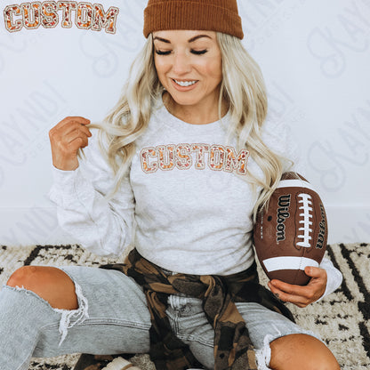 Custom Nickname Team Sports Design Sublimation Design PNG Digital Download Printable Football Fall Autumn Gold Glitter Brushstrokes Mascot School Football Teacher Cheerleader Mama Mini