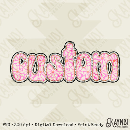 Custom Nickname Team Sports Design Sublimation Design PNG Digital Download Printable Pink Groovy Retro Flower Mascot School Football Teacher Cheerleader Mama Mini