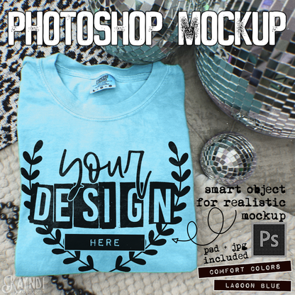 Comfort Colors Lagoon Blue High Quality PSD File with Smart Object Mock-up