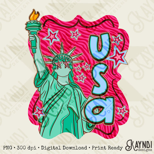 USA Statue of Liberty Design PNG Digital Download Sublimation DTF Print Ready