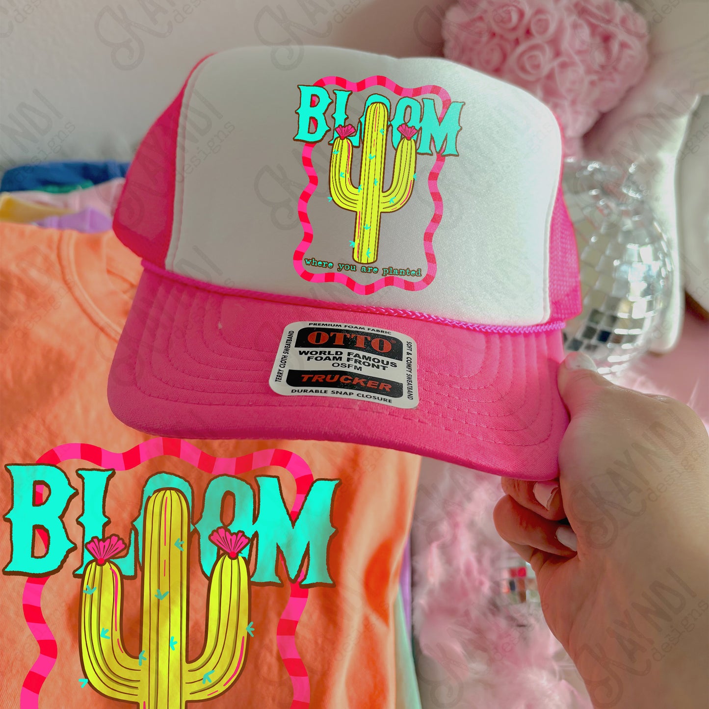 Bloom Where you are Planted PNG Digital Download Sublimation DTF Print Cactus Neon