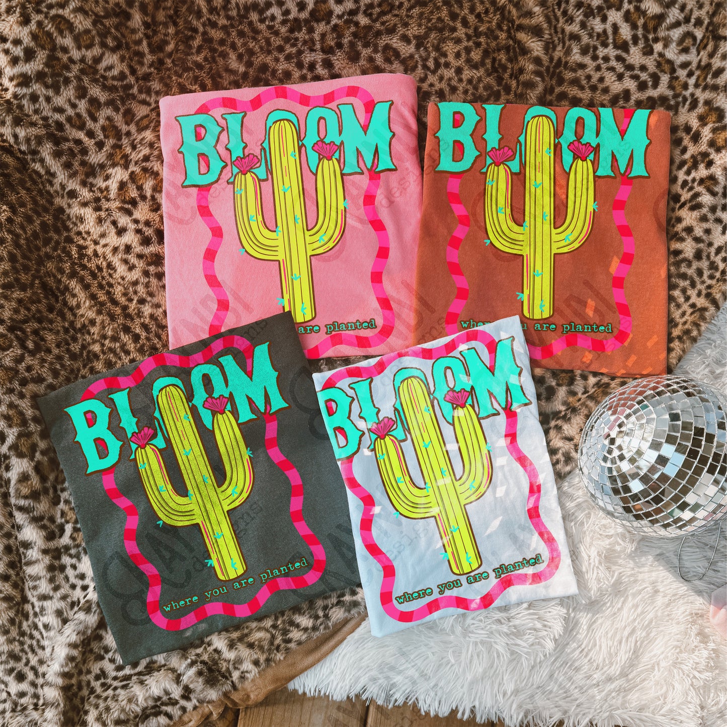 Bloom Where you are Planted PNG Digital Download Sublimation DTF Print Cactus Neon