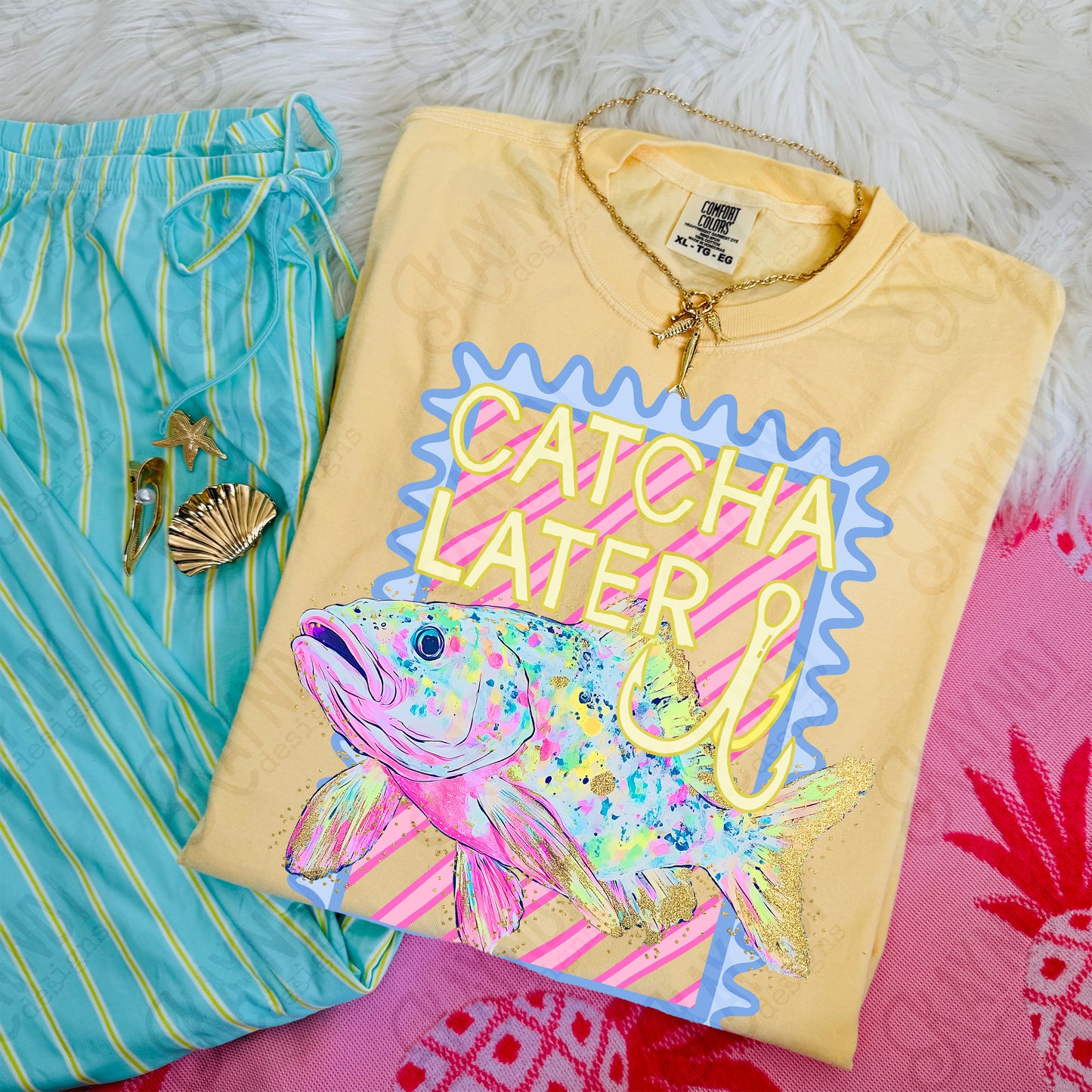 Catcha Later PNG Digital Download Sublimation DTF Print Pastel Fishing Preppy Southern