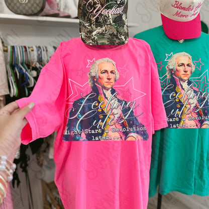 Feelin' Cute Might Start a Revolution Later PNG Digital Download Sublimation DTF Print Stars Patriotic