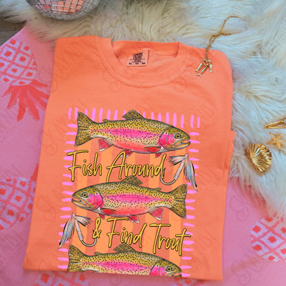 Fish Around and Find Trout PNG Digital Download Sublimation DTF Print Preppy Funny Fish Stripes
