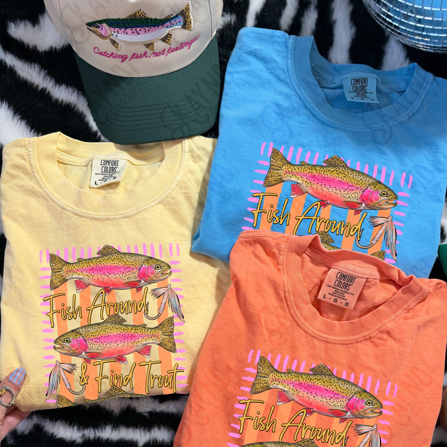Fish Around and Find Trout PNG Digital Download Sublimation DTF Print Preppy Funny Fish Stripes