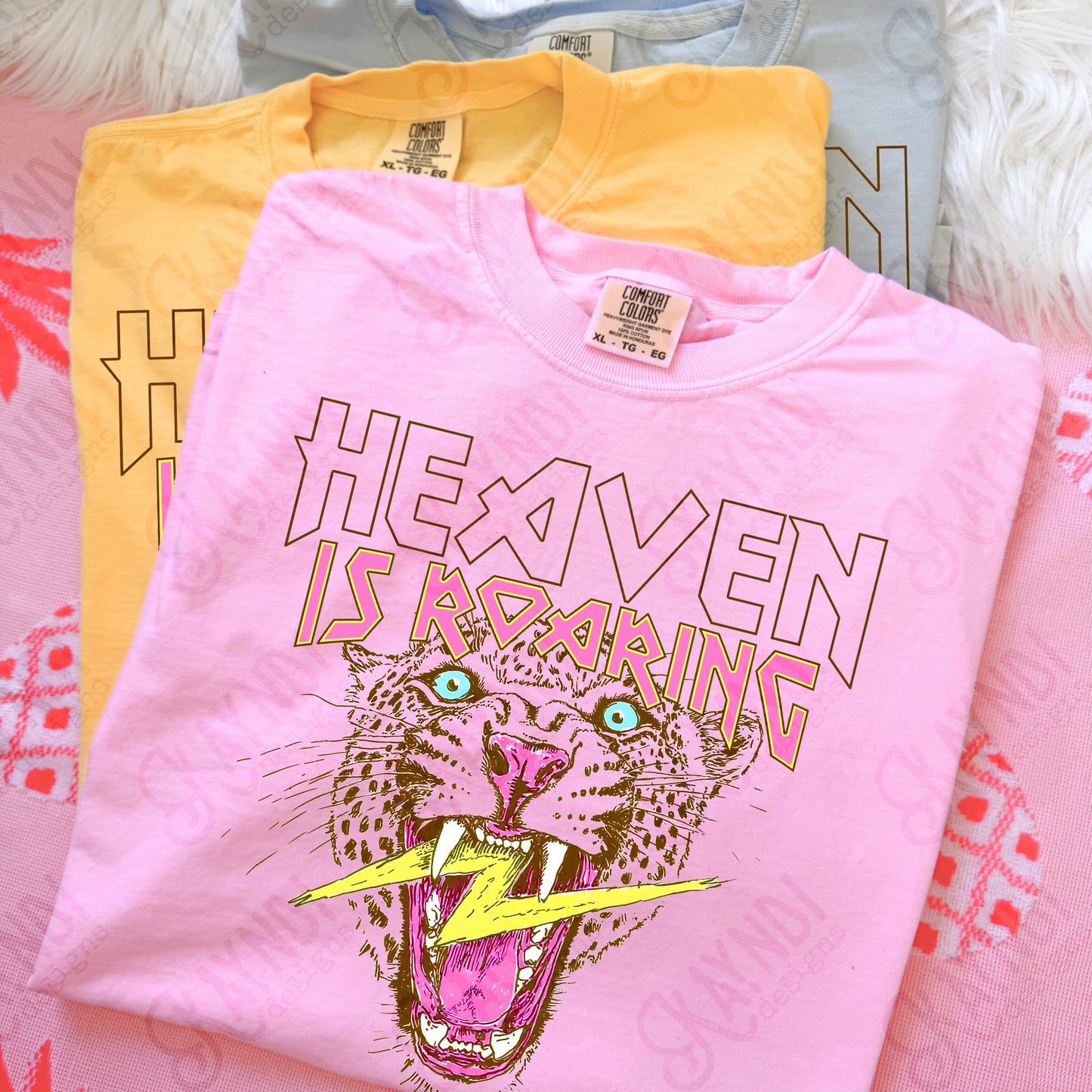Heaven is Roaring PNG Digital Download Sublimation DTF Print Leopard Cheetah Faith Lightning