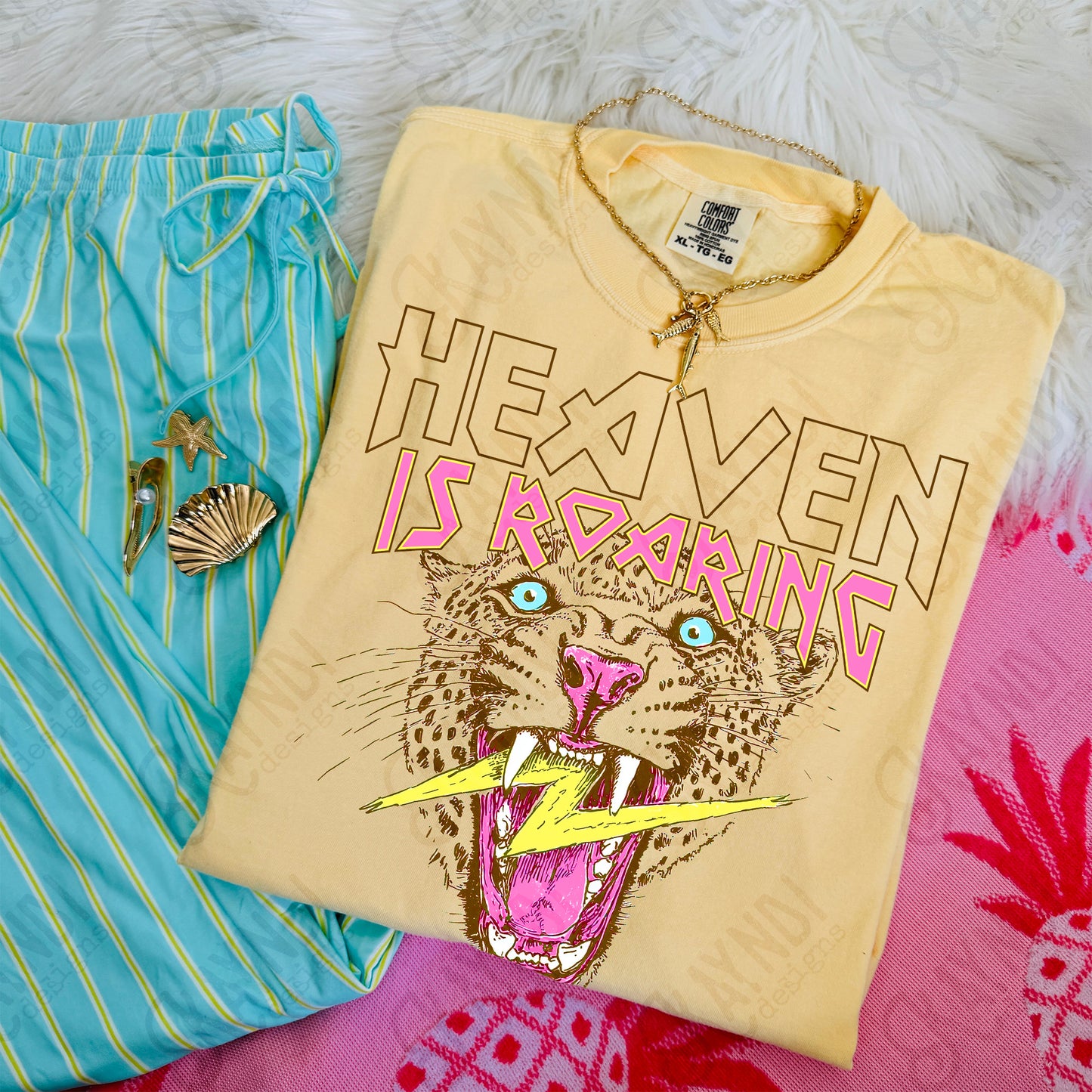 Heaven is Roaring PNG Digital Download Sublimation DTF Print Leopard Cheetah Faith Lightning