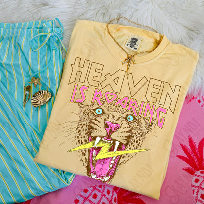 Heaven is Roaring PNG Digital Download Sublimation DTF Print Leopard Cheetah Faith Lightning