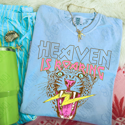 Heaven is Roaring PNG Digital Download Sublimation DTF Print Leopard Cheetah Faith Lightning