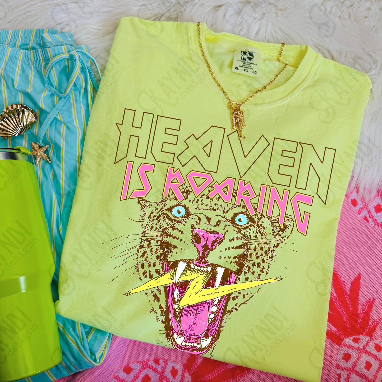 Heaven is Roaring PNG Digital Download Sublimation DTF Print Leopard Cheetah Faith Lightning