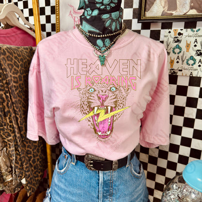 Heaven is Roaring PNG Digital Download Sublimation DTF Print Leopard Cheetah Faith Lightning