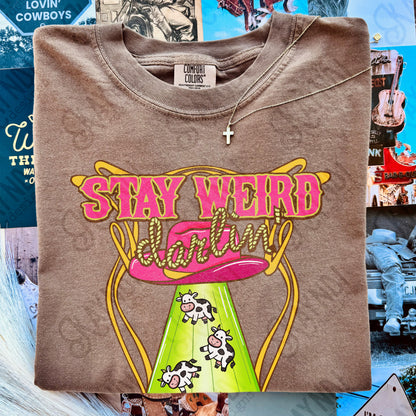 Stay Weird Darlin' PNG Digital Download Sublimation DTF Print Aliens UFO Western