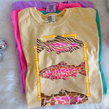 Zebra Leopard Camo Glitter Bamboo Trout Fish PNG Digital Download Sublimation DTF Print Preppy