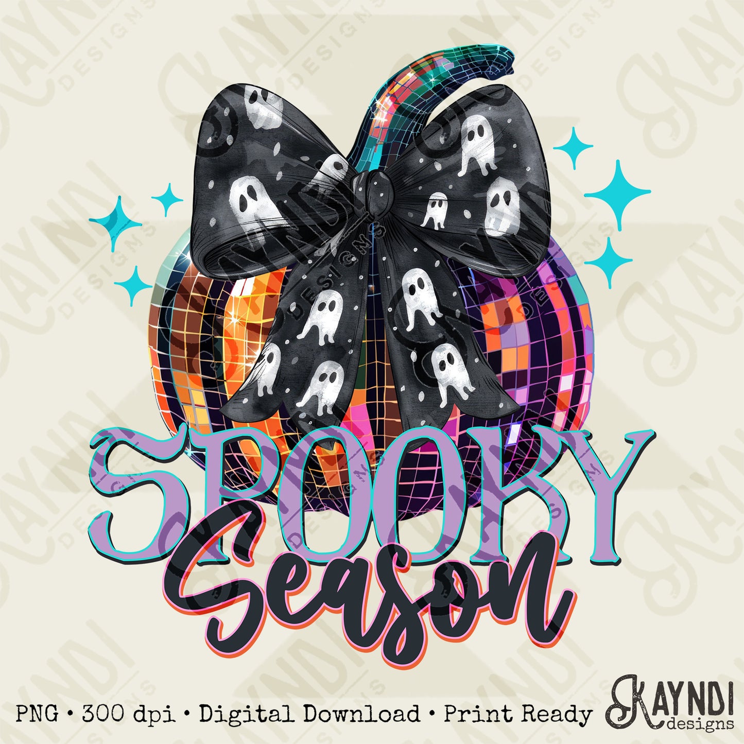 Spooky Season Design PNG Digital Download Printable Halloween Trick or Treat Design Grunge Rock Band Coquette Bow Disco Pumpkin Ghosts