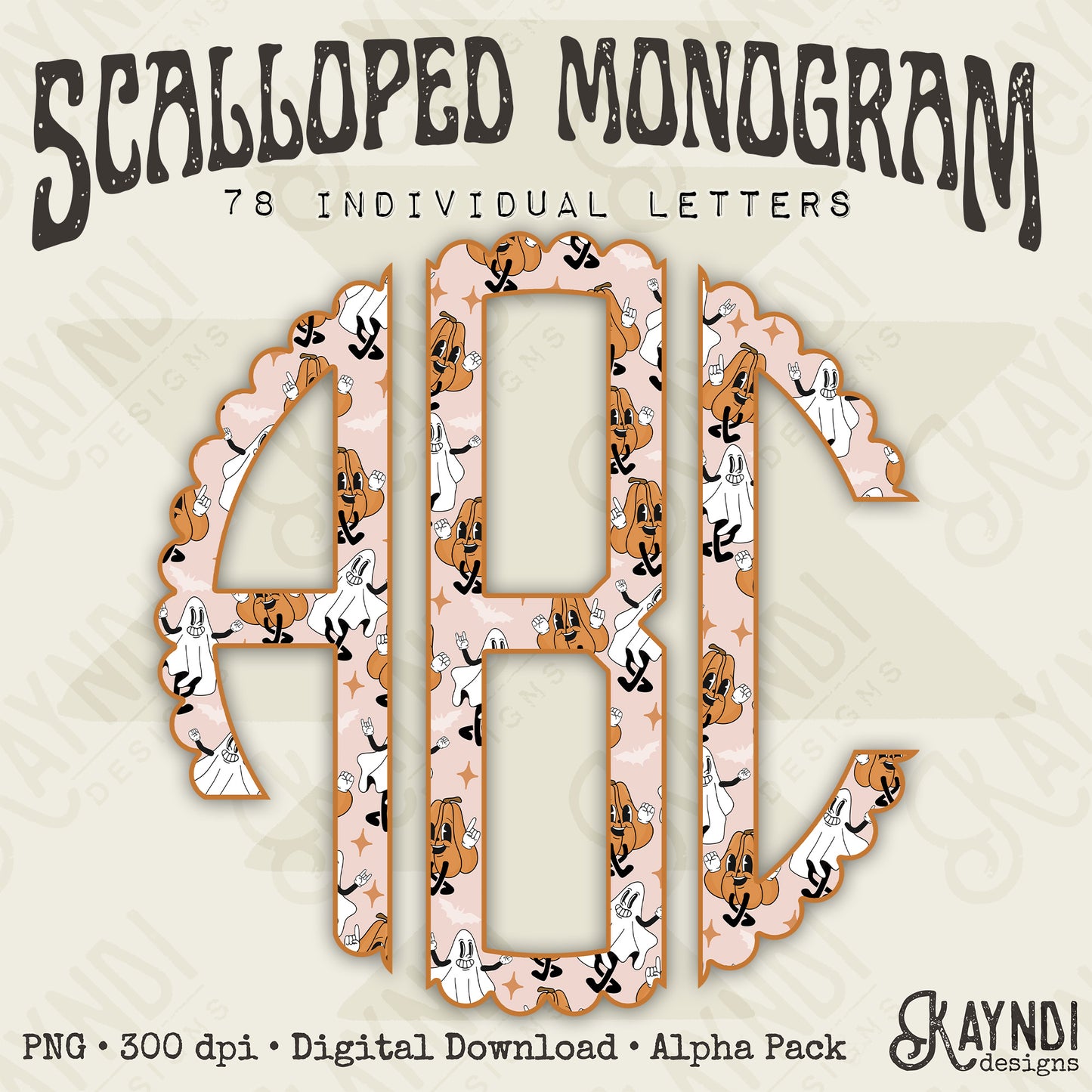 Boo Crew Scalloped Monogram Set Sublimation Design PNG Digital Download Printable