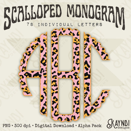 Pumpkin Spice Girls Scalloped Monogram Set Sublimation Design PNG Digital Download Printable