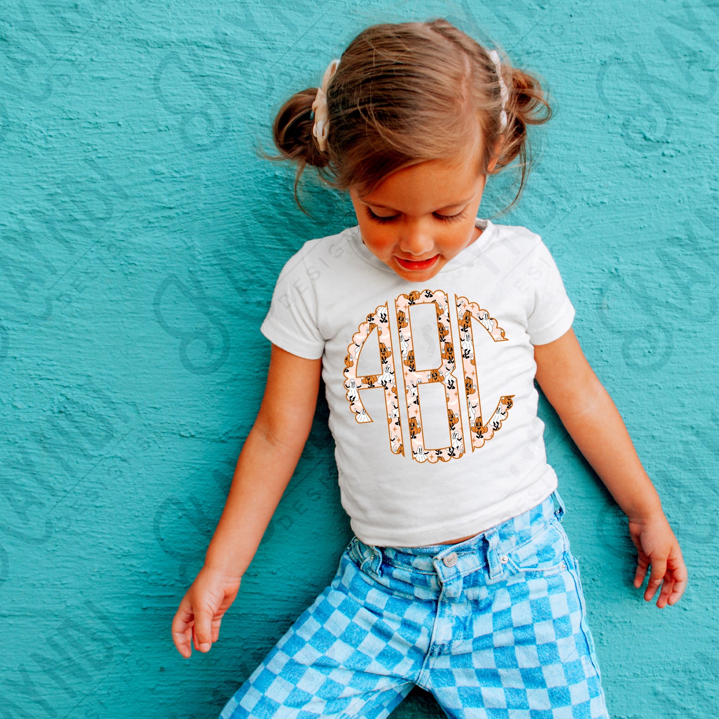 Boo Crew Scalloped Monogram Set Sublimation Design PNG Digital Download Printable