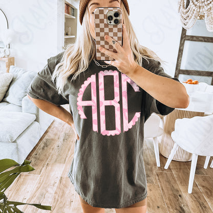 Coquette Charm Scalloped Monogram Set Sublimation Design PNG Digital Download Printable