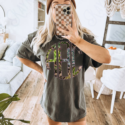 Succulent Spots Scalloped Monogram Set Sublimation Design PNG Digital Download Printable