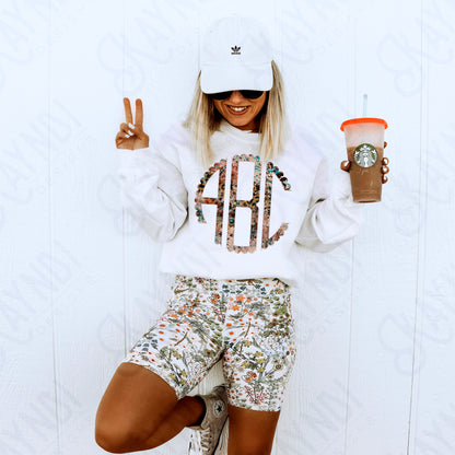 Desert Leopard Scalloped Monogram Set Sublimation Design PNG Digital Download Printable