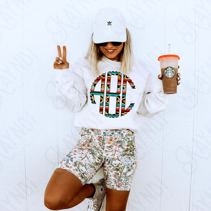 Wild Serape Scalloped Monogram Set Sublimation Design PNG Digital Download Printable