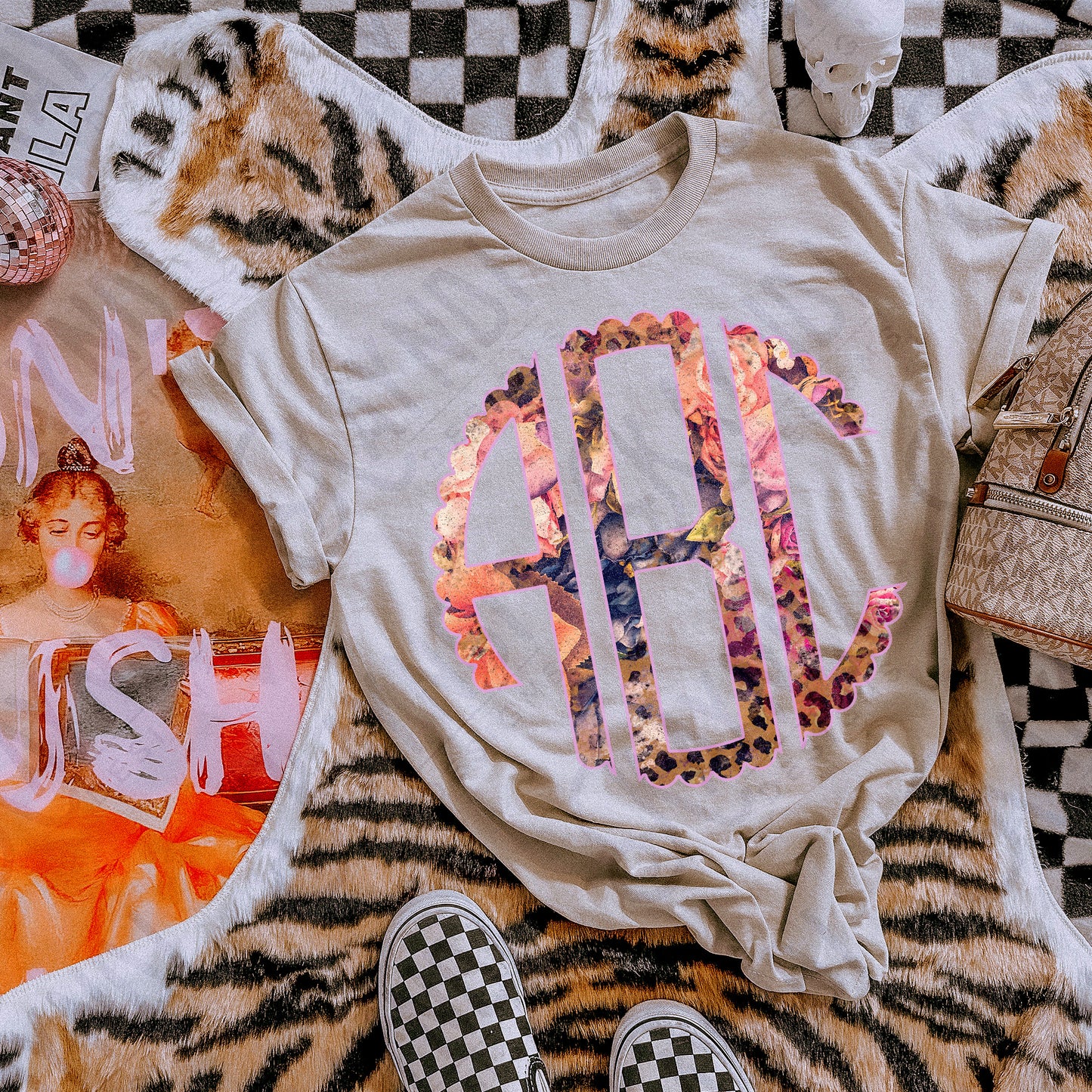 Autumn Wilderness Scalloped Monogram Set Sublimation Design PNG Digital Download Printable Football Autumn