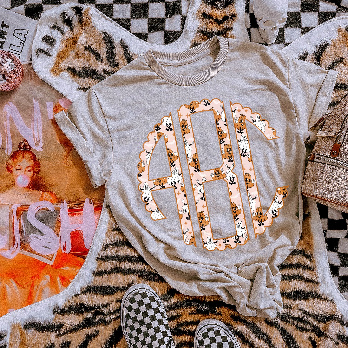 Boo Crew Scalloped Monogram Set Sublimation Design PNG Digital Download Printable