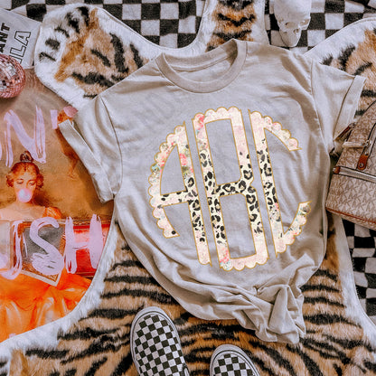 Rustic Chic Scalloped Monogram Set Sublimation Design PNG Digital Download Printable