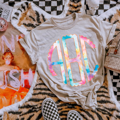 Sorbet Dreams Scalloped Monogram Set Sublimation Design PNG Digital Download Printable