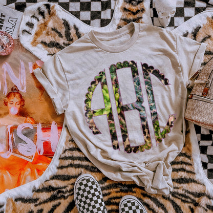 Succulent Spots Scalloped Monogram Set Sublimation Design PNG Digital Download Printable