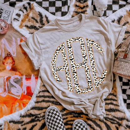 Wild and Batty Scalloped Monogram Set Sublimation Design PNG Digital Download Printable Leopard Bats