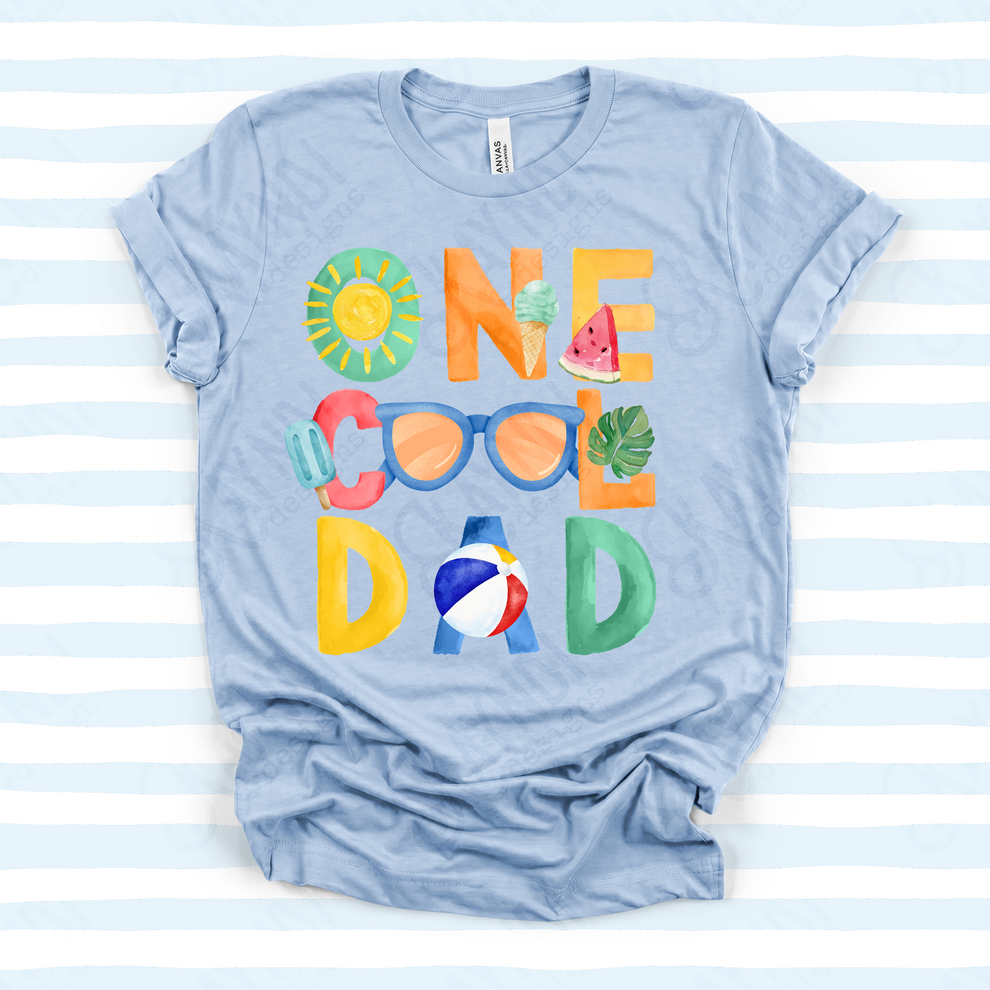 One Cool Dad PNG Digital Download Sublimation DTF Print Summer Color Fun