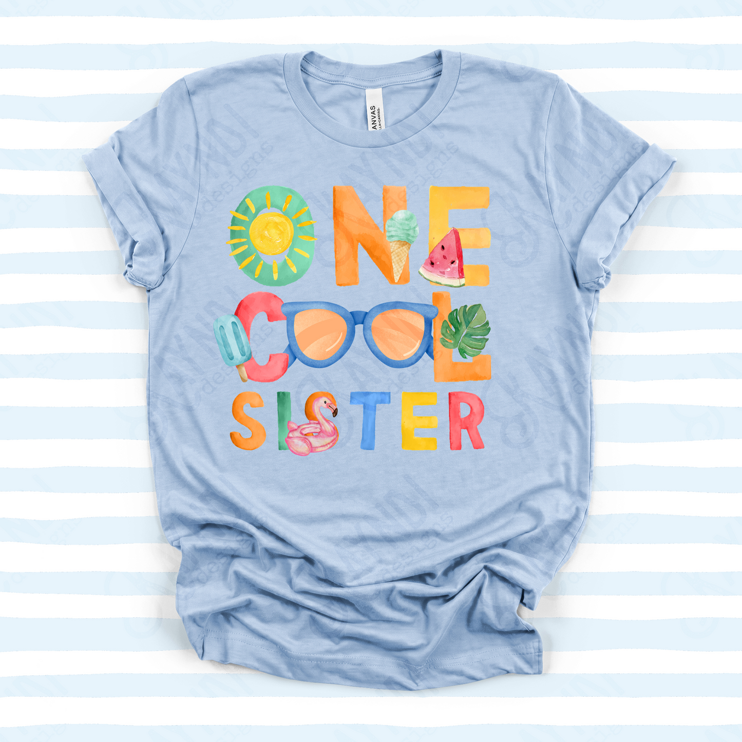 One Cool Sister PNG Digital Download Sublimation DTF Print Summer Color Fun