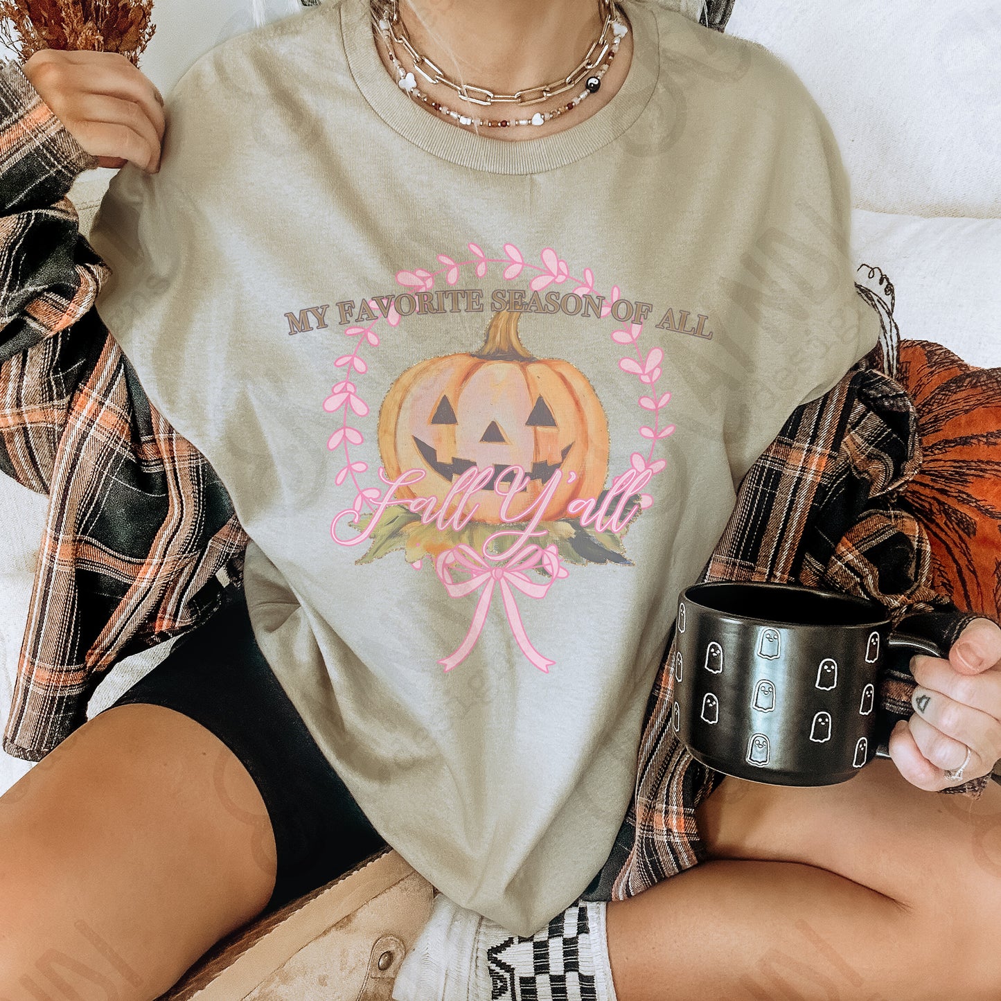 My favorite Season of All Fall Yall Sublimation Design PNG Digital Download Printable Pumpkin Preppy Pink
