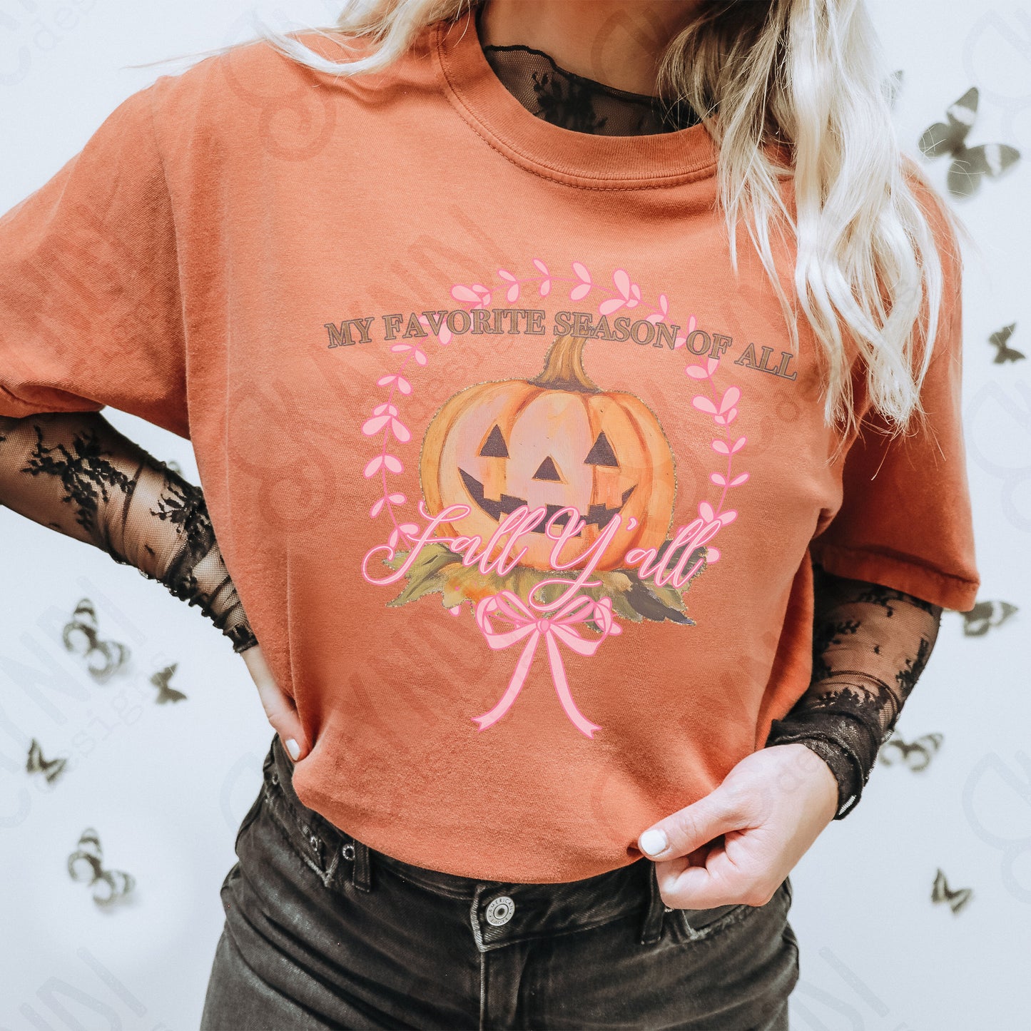 My favorite Season of All Fall Yall Sublimation Design PNG Digital Download Printable Pumpkin Preppy Pink