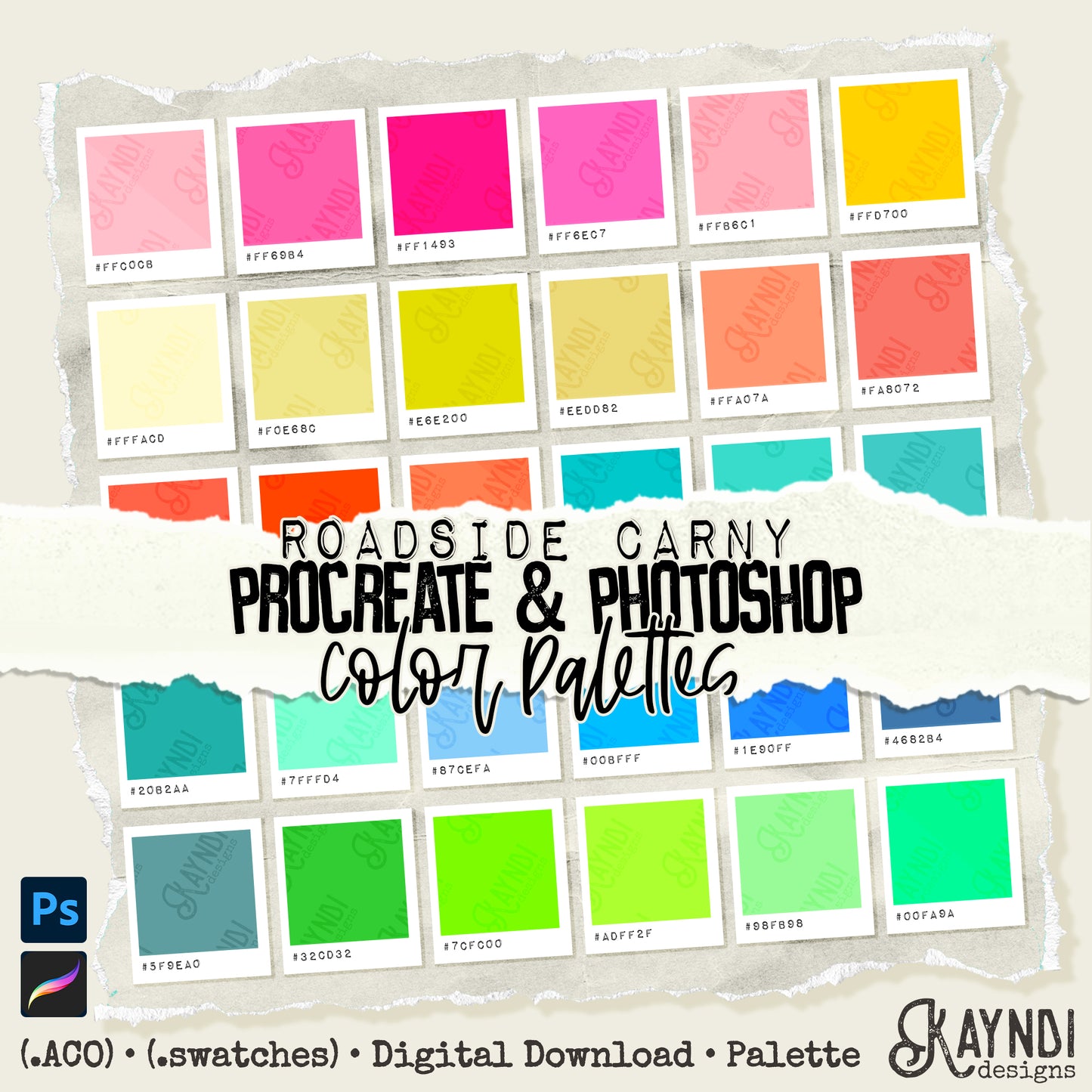 Roadside Carny Swatches iPad Design Procreate & Photoshop Color Palette