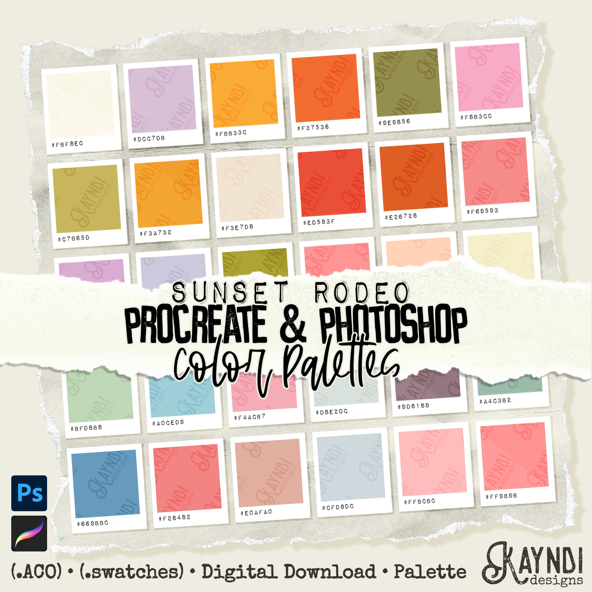 Sunset Rodeo Swatches iPad Design Procreate & Photoshop Color Palette ...