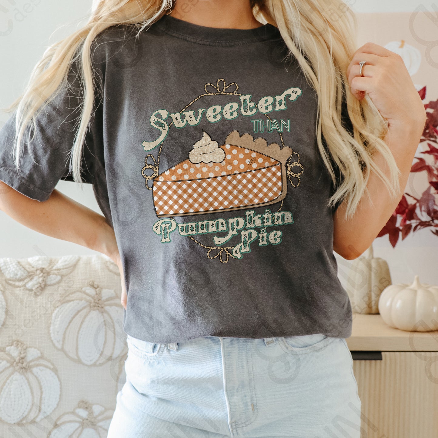 Sweeter Than Pumpkin Pie Sublimation Design PNG Digital Download Printable Preppy Thanksgiving