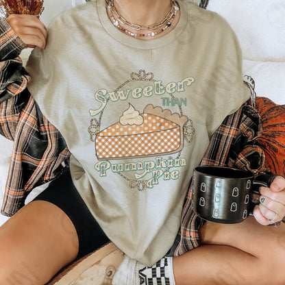 Sweeter Than Pumpkin Pie Sublimation Design PNG Digital Download Printable Preppy Thanksgiving