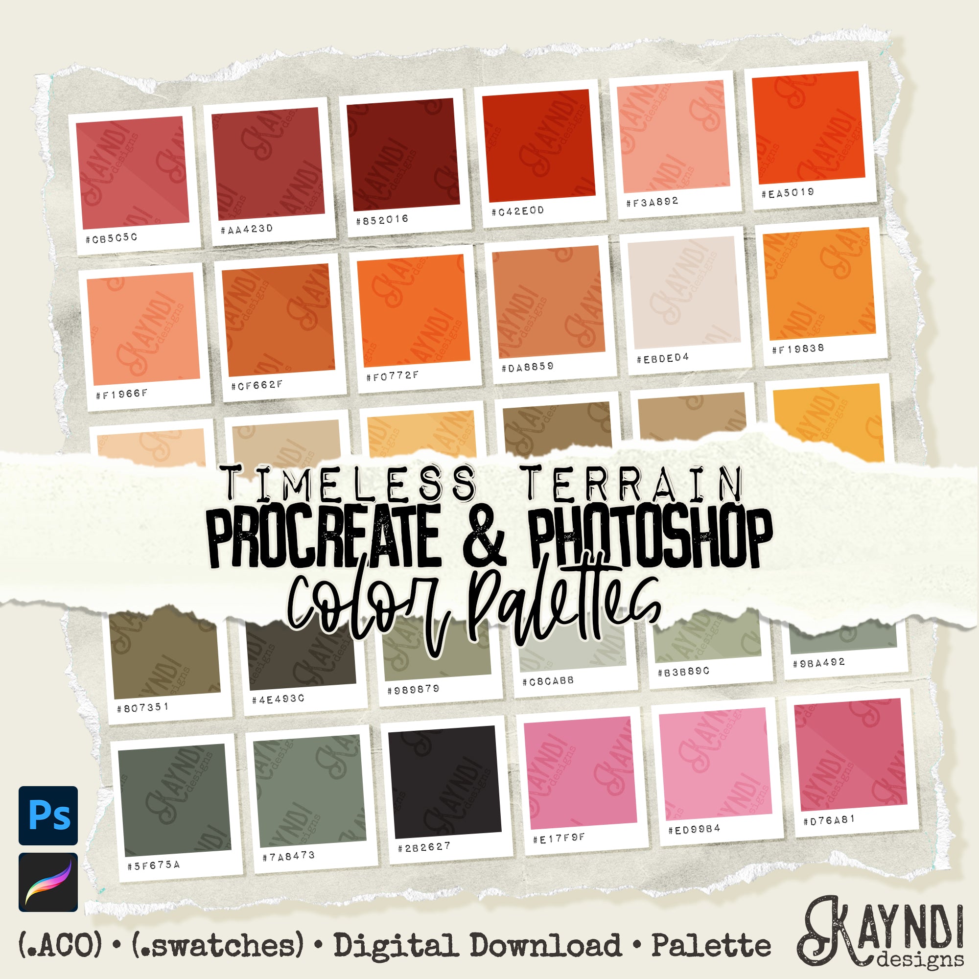 Color Terrain Timeless Terrain Swatches iPad Design Procreate & Photoshop Color Pale ...
