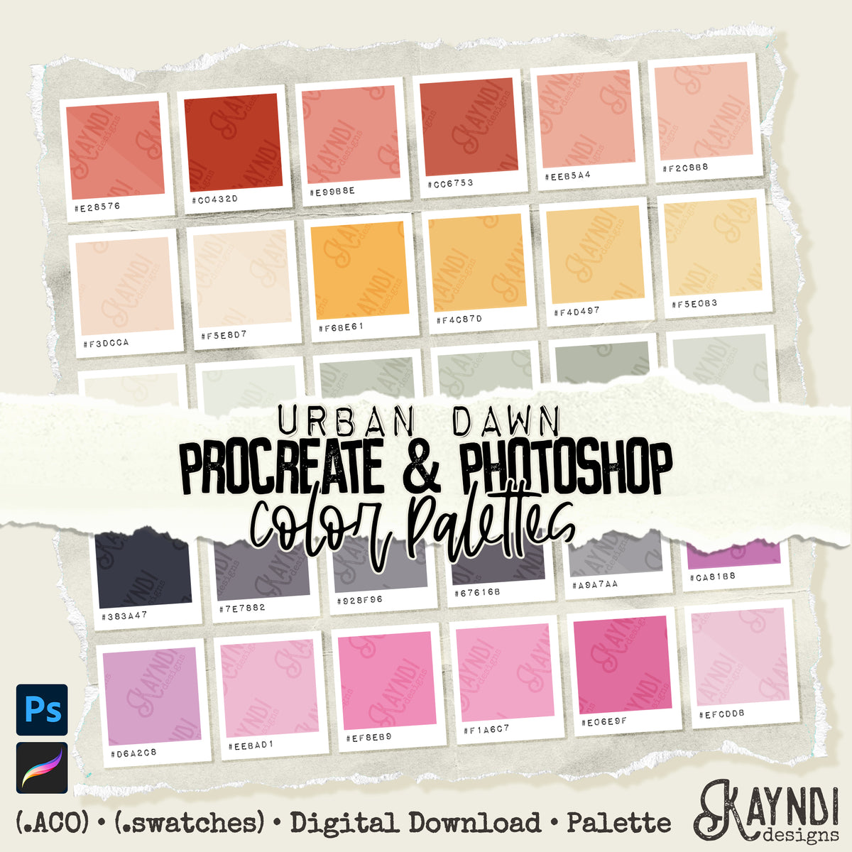 Urban Dawn Swatches iPad Design Procreate & Photoshop Color Palette ...