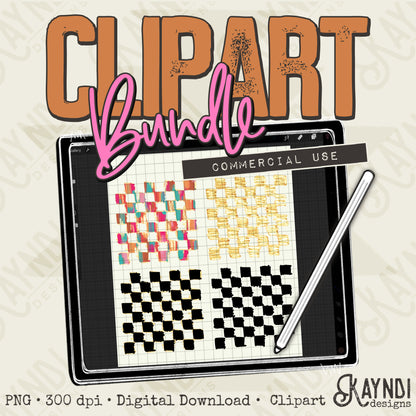 Checker Backgrounds Bundle Element PNG Digital Downloads Elements Commercial Use Colorful Black and White
