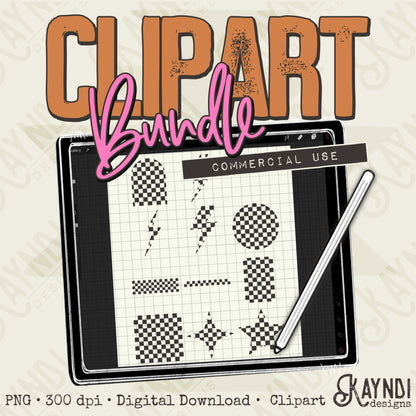 Checker Elements Bundle Element PNG Digital Downloads Elements Commercial Use Star Bolt Circle